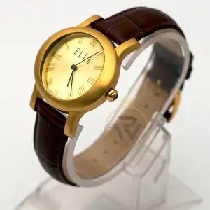 Elle Women’s Quartz Dark Brown Leather Strap Champagne Dial 38mm Watch EL20030S04N (Like New) - Image 5