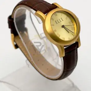 Elle Women’s Quartz Dark Brown Leather Strap Champagne Dial 38mm Watch EL20030S04N (Like New) - Image 4