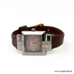 Elle Women’s Quartz Brown Leather Strap Pink Dial 25mm Watch EL20028S03C (Like New) - Image 3