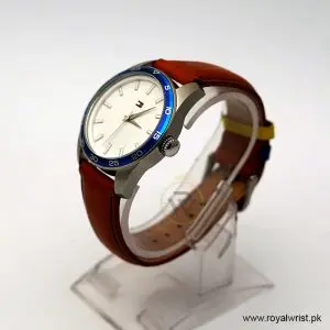 Alternative view of Tommy Hilfiger Men’s Quartz Brown Leather Strap White Dial 42mm Watch 1790928/3 Like New