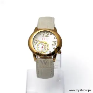 Elle Women’s Quartz White Leather Strap Mother Of Pearl Dial 40mm Watch EL20049S04N/1 (Like New)
