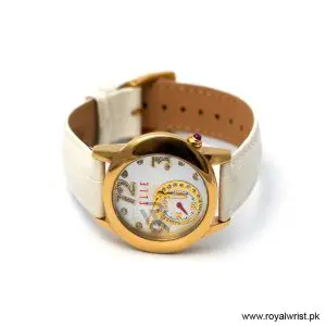 Alternative view of Elle Women’s Quartz White Leather Strap Mother Of Pearl Dial 40mm Watch EL20049S04N/1 (Like New)