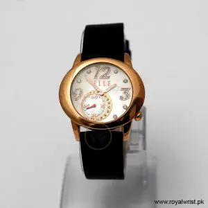 Elle Women’s Quartz Black Leather Strap Mother Of Pearl Dial 40mm Watch EL20049S046N/1 (Like New)