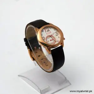 Elle Women’s Quartz Dark Brown Leather Strap Mother Of Pearl Dial 40mm Watch EL20049S03N (Like New) - Image 4