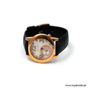 Alternative view of Elle Women’s Quartz Black Leather Strap Mother Of Pearl Dial 40mm Watch EL20049S03N/1 (Like New)