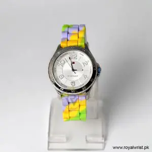 Tommy Hilfiger Women’s Quartz Multi-Color Silicone Strap White Dial 40mm Watch 1781401 (Like New)