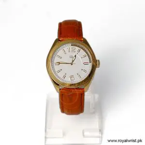 Tommy Hilfiger Women’s Quartz Orange Leather Strap White 40mm Watch 1781368-1 (Like New)