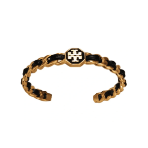 Alternative view of Tory Burch Women's Marion Gold & Black Leather Chain Bracelet TB04187-1