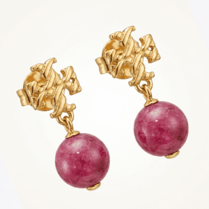 Alternative view of Tory Burch Women's Kira Gold Motif Purple Drop Earrings TB32964-1