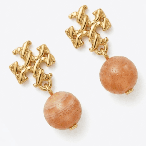 Tory Burch Women's Kira Gold Motif Pink Drop Earrings TB32964-2