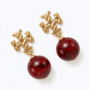 Alternative view of Tory Burch Women's Kira Gold Motif Red Drop Earrings TB32964-5