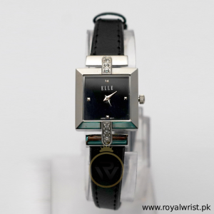 Elle Women’s Quartz Black Leather Strap Black Dial 25mm Watch EL20028S01 (Like New)