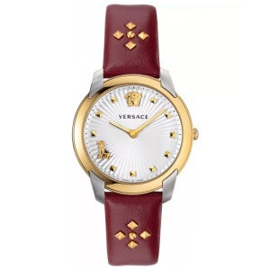 Versace Women’s Quartz Swiss Made Claret Leather Strap White Dial 38mm Watch VELR00219 (Without Tag)