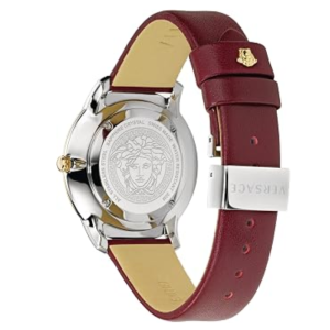 Versace Women’s Quartz Swiss Made Claret Leather Strap White Dial 38mm Watch VELR00219 (Without Tag)