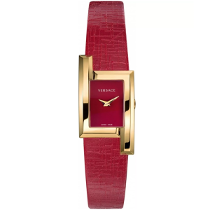 Versace Women's Quartz Swiss Made Red Leather Strap Red Dial 21mm Watch VELU00319 (Like New)