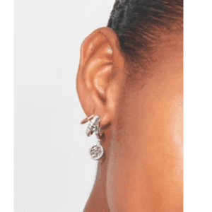 Tory Burch Women’s Icon Pavé Triple Hoop Earrings – Gold Tone Silver Crystal Layered Hoop Design (Style 171660)