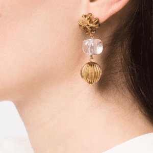 Tory Burch Women’s Logo Pearl Drop Earrings – Gold Tone Crystal Logo Stud with Cultured Pearl Dangle TB9856