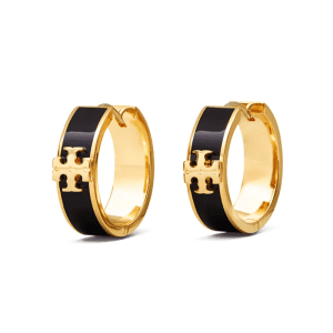 Tory Burch Women’s Classic Enamel Round Earrings Gold Tone Logo Circle Stud Earrings TB8235-3