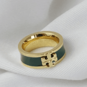 Alternative view of Tory Burch Women's Kira Logo Gold Tone Green Enamel Ring Size 18.86mm TB9887