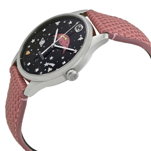 Gucci Women’s Swiss Made Quartz Pink Leather Strap Black Dial 36mm Watch YA1264046 (Without Tag)