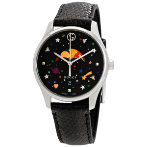Gucci Women’s Swiss Made Quartz Black Leather Strap Black Dial 36mm Watch YA1264045 (Without Tag)