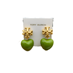 Tory Burch Women's Green Heart Earrings TB9786-1