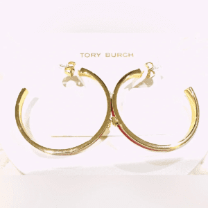 Alternative view of Tory Burch Women's Kira Red Enamel Hoop Earrings TB8567