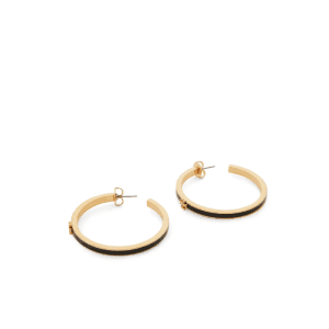 Alternative view of Tory Burch Women's Kira Black Enamel Hoop Earrings TB8567-2