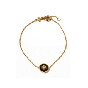TORY BURCH Women's Kira Enamel Chain Bracelet In Tory Gold Black TB3569