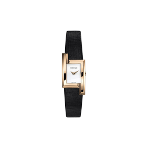 Versace Women's Quartz Swiss Made Black Leather Strap White Dial 21mm Watch VELU00419 (Like New)