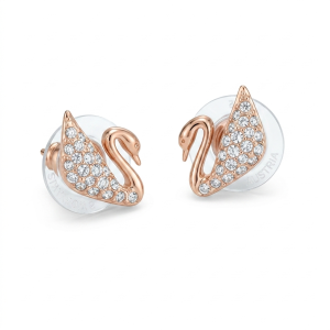 Alternative view of Swarovski Swan Mini Pierced Earrings, Rose Gold 5144289