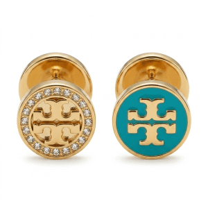 Tory Burch Women's Crystal Reversible Double-Sided Earrings Sky Blue & Gold C1988-2 - Image 3