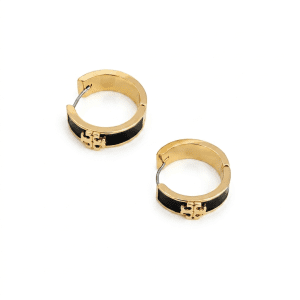 Alternative view of Tory Burch Women’s Classic Enamel Round Earrings Gold Tone Logo Circle Stud Earrings TB8235-3