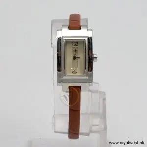 Hugo Boss Women’s Quartz Brown Leather Strap Beige Dial 18mm Watch 1502096/1 (Like New)