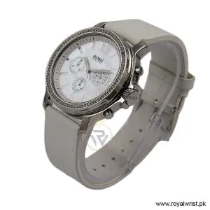 Alternative view of Hugo Boss Women’s Quartz White Leather Strap Mother Of Pearl Dial 42mm Watch 1502215/5 (Like New)