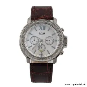 Hugo Boss Women’s Quartz Dark Brown Leather Strap Mother Of Pearl Dial 42mm Watch 1502215/6 (Like New)