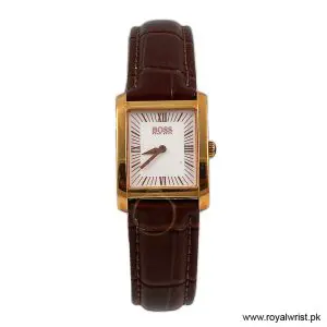 Hugo Boss Women’s Quartz Dark Brown Leather Strap White Dial 24mm Watch 1502200/3 (Like New)