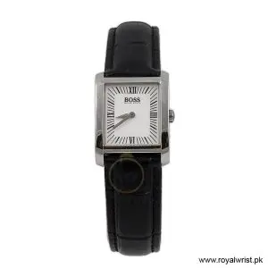 Hugo Boss Women’s Quartz Black Leather Strap White Dial 24mm Watch 1502198 (Like New)