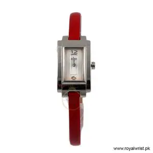 Hugo Boss Women’s Quartz Red Leather Strap Silver Sunray Dial 18mm Watch 1502095/1 (Like New)