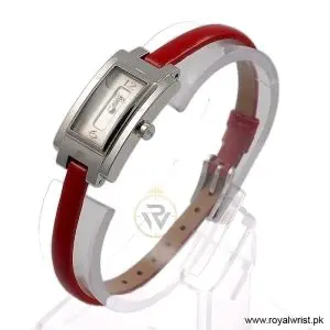 Alternative view of Hugo Boss Women’s Quartz Red Leather Strap Silver Sunray Dial 18mm Watch 1502095/1 (Like New)