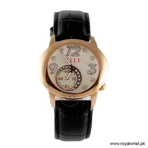 Elle Women’s Quartz Black Leather Strap Mother Of Pearl Dial 40mm Watch EL20049S03N/3 (Like New)