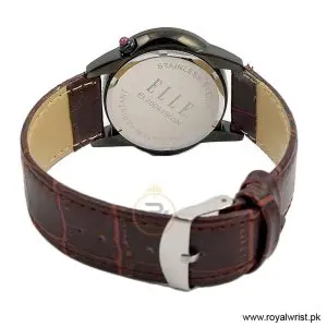 Elle Women’s Quartz Brown Leather Strap Black Mother Of Pearl Dial 40mm Watch EL20049S05N/1 (Like New) - Image 3