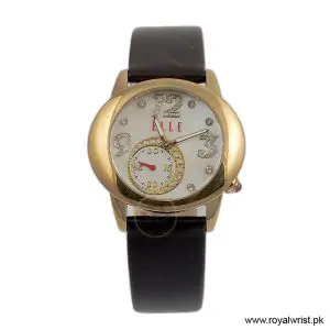 Elle Women’s Quartz Dark Brown Leather Strap Mother Of Pearl Dial 40mm Watch EL20049S04N/3 (Like New)