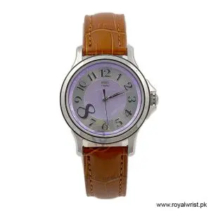 Tommy Hilfiger Women’s Quartz Brown Leather Strap Purple & Silver Dial 36mm Watch 1780963/1 (Like New)