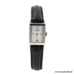 Hugo Boss Women’s Quartz Black Leather Strap White Dial 18mm Watch 1502192/1 (Like New)