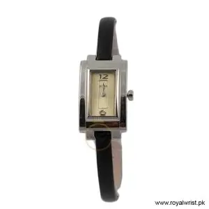 Hugo Boss Women’s Quartz Black Leather Strap Beige Dial 18mm Watch 1502096/3 (Like New)