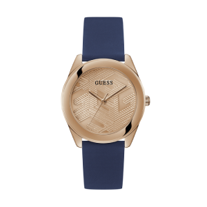 Guess Quartz Women's Rose Gold Stainless Steel Case Blue Silicone Strap Rose Gold Dial 40mm Watch GW0665L2