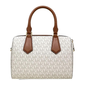 Alternative view of Michael Kors Small Hayes Duffle Crossbody Bag In Signature Coated Canvas For Women's – Vanilla/Acorn (Size: W:9.5" H:6.5" D:3") B07TPBGL7X