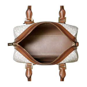 Michael Kors Small Hayes Duffle Crossbody Bag In Signature Coated Canvas For Women's – Vanilla/Acorn (Size: W:9.5" H:6.5" D:3") B07TPBGL7X - Image 4