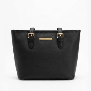 MICHAEL KORS JET SET TRAVEL EXTRA SMALL SAFFIANO LEATHER TOP-ZIP TOTE BAG- Black 35T9GTVT0L